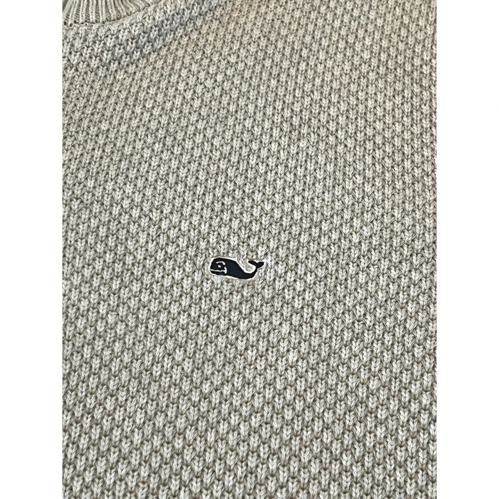 Vineyard Vines Mens XXL Oatmeal Beige Textured Cotton Quarter Zip Sweater